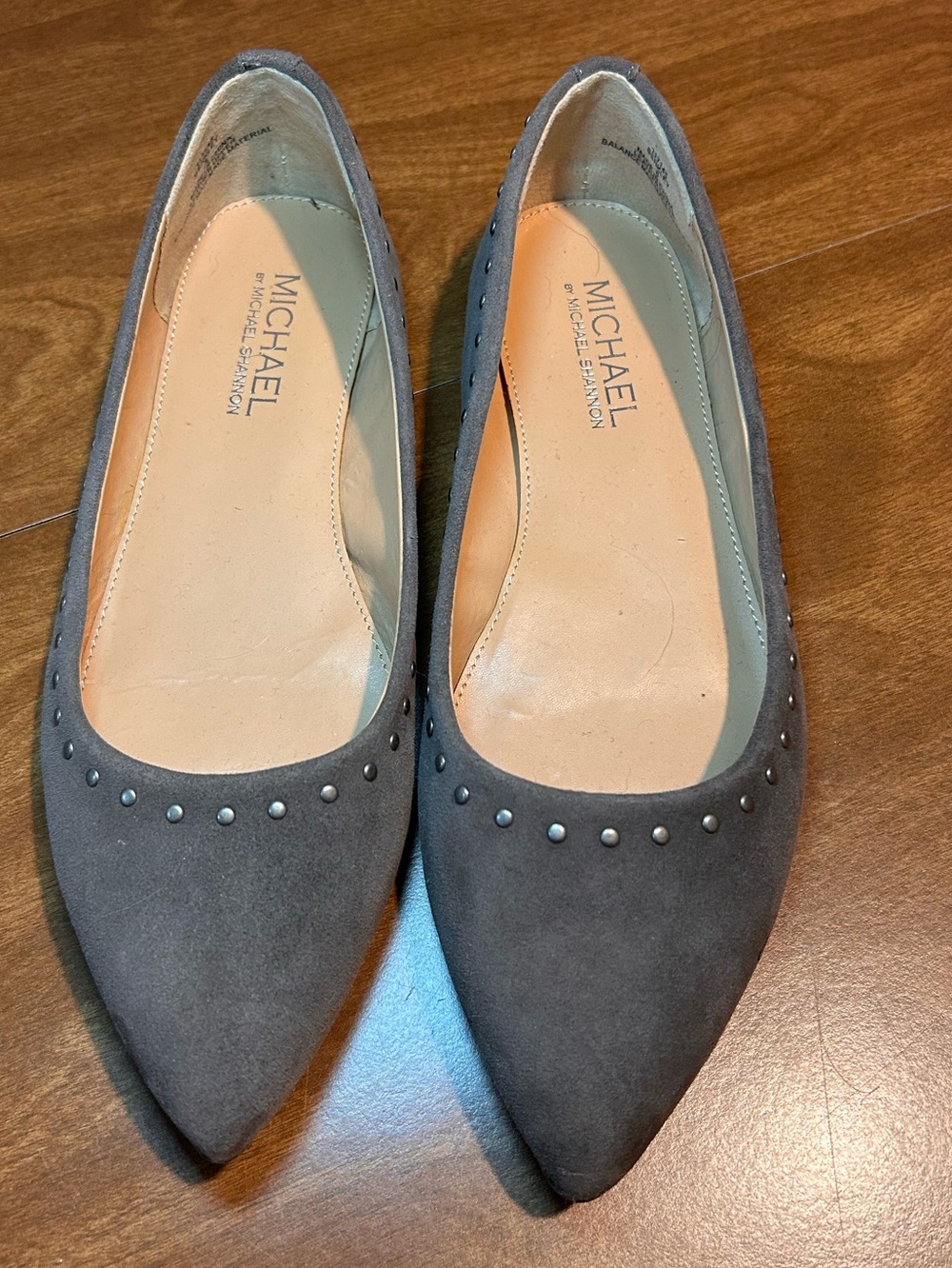MICHAEL Michael Kors Gray Pointed Toe Studded Flats